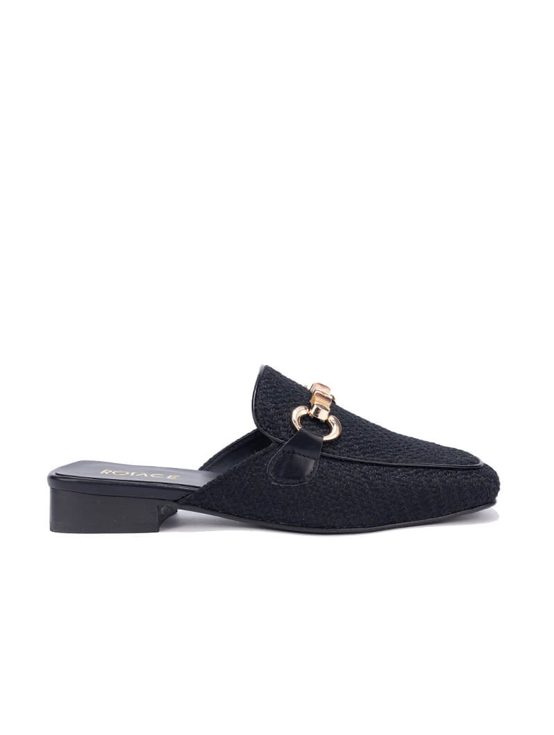 Mules plates à boucle